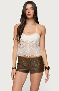 Edikted Amarie Sheer Lace Halter Top