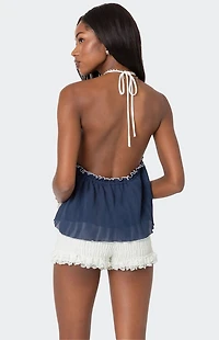 Edikted Crinkled Split Front Halter Top