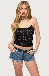 Edikted Union Jack Grommet Tank Top