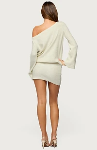 Edikted Off Shoulder Sequin Knit Mini Dress