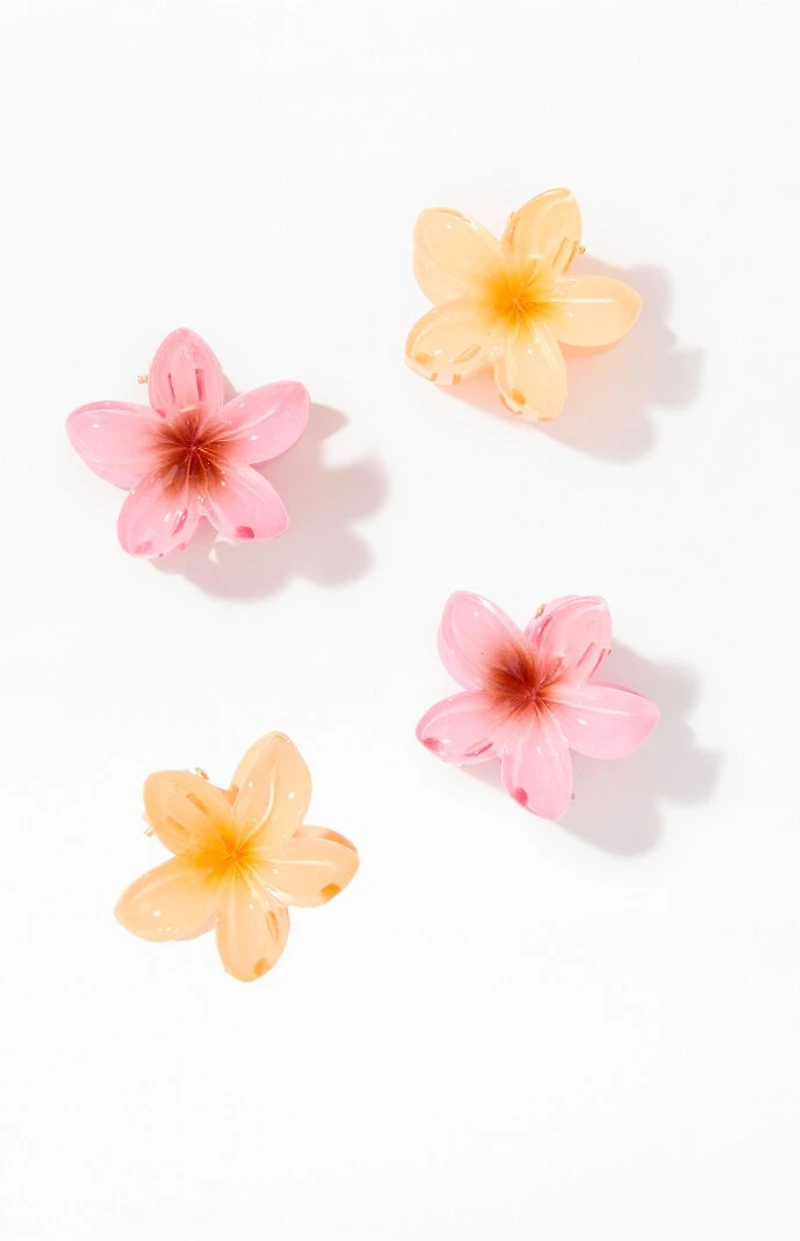 LA Hearts 4 Pack Mini Plumeria Hair Claw Clips