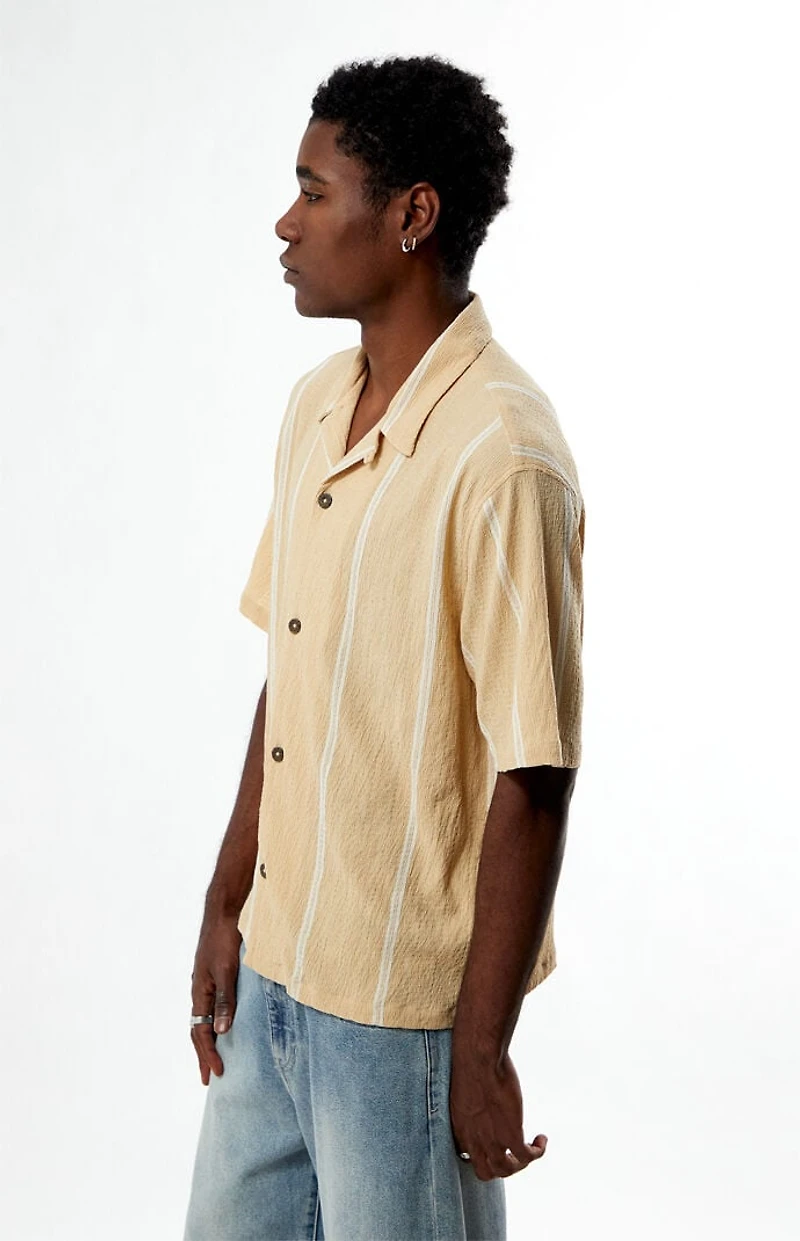 Pacsun Tan Klein Striped Oversized Camp Shirt