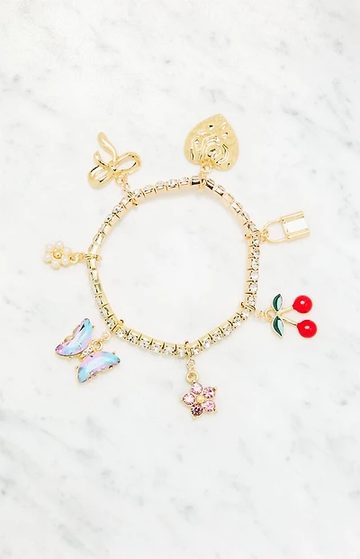 LA Hearts Rhinestone Charm Bracelet