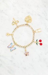 LA Hearts Rhinestone Charm Bracelet