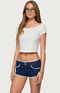 Edikted Perry Floral Boat Neck Top