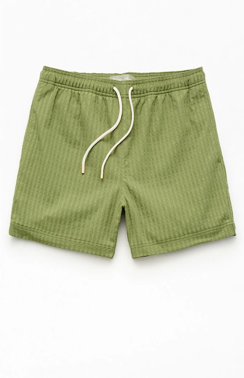 Pacsun Green Hudson Striped 5.5" Swim Trunks