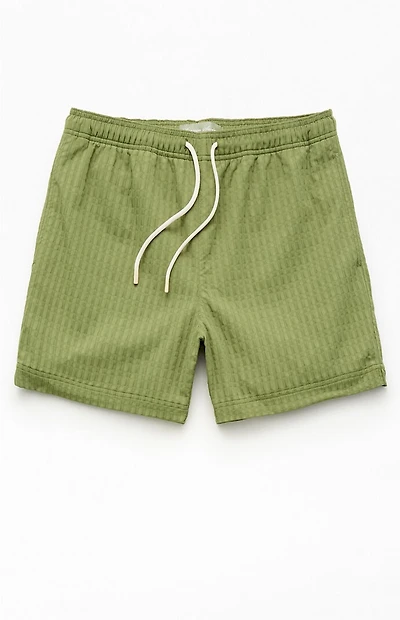 Pacsun Green Hudson Striped 5.5" Swim Trunks