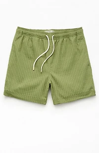 Pacsun Green Hudson Striped 5.5" Swim Trunks