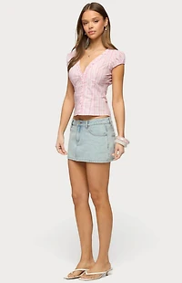 Edikted Georgia Ruffle Striped Button Up Top