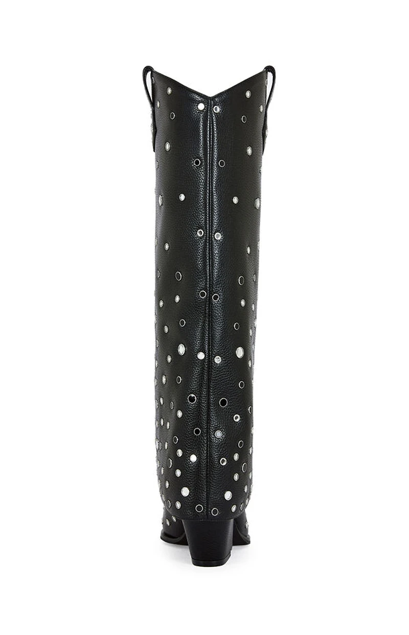 AZALEA WANG Women's Madlock Faux Leather Western Boots