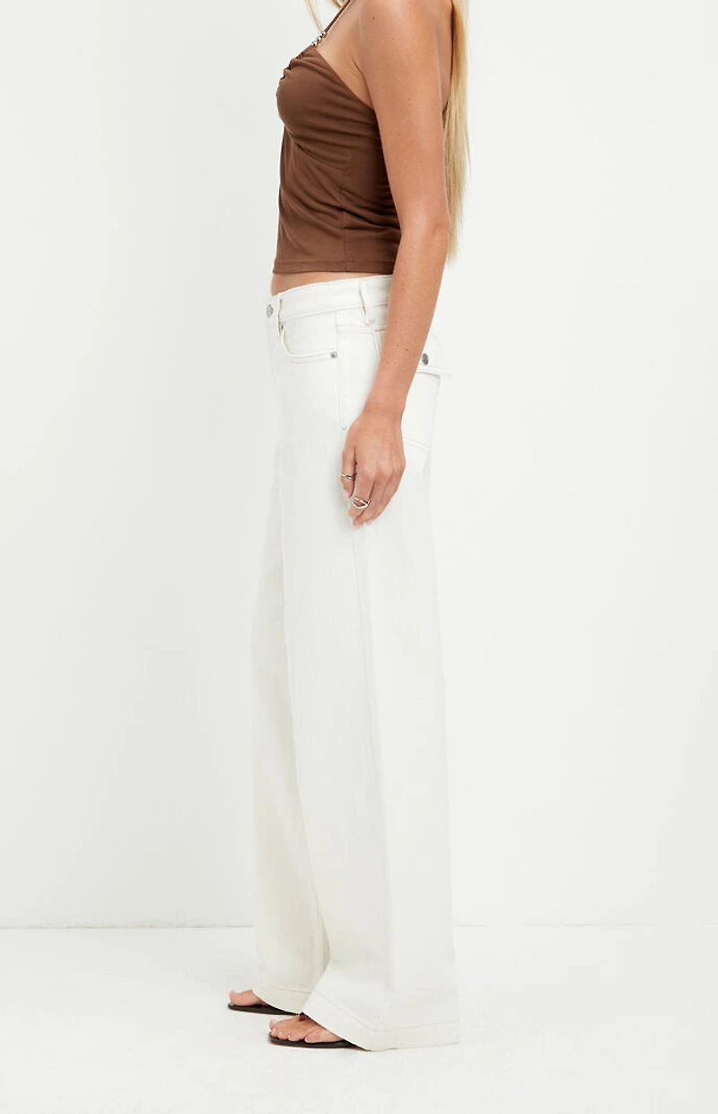 Pacsun Casey Low Rise Baggy Jeans Contrast Stitch White