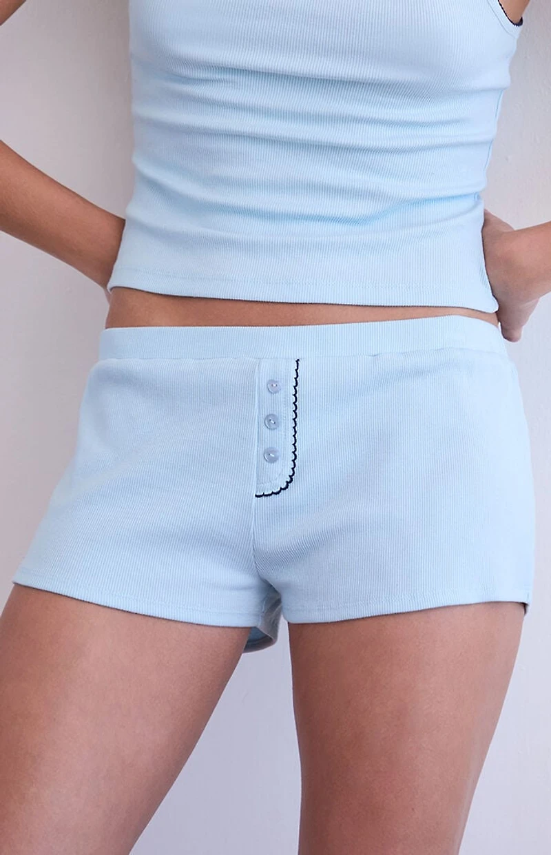 PS GOODNIGHT Ribbed Knit Pajama Micro Shorts
