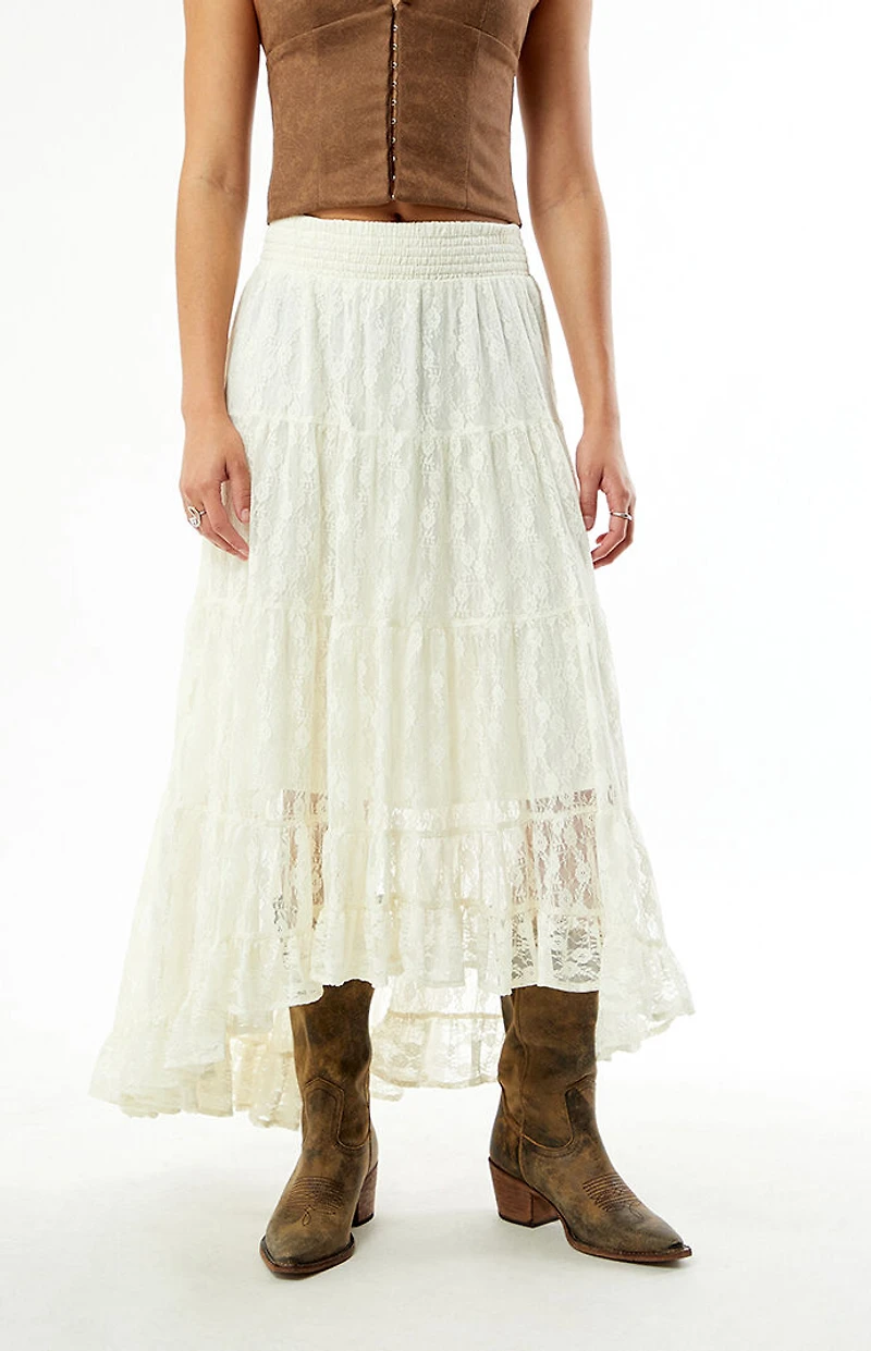 Your Favorite High-Low Lace Midi Skirt