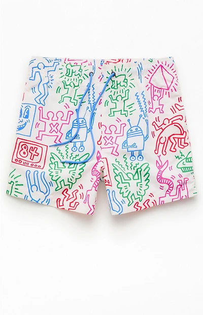 Ripple Junction Keith Haring AOP 4" Swim Trunks