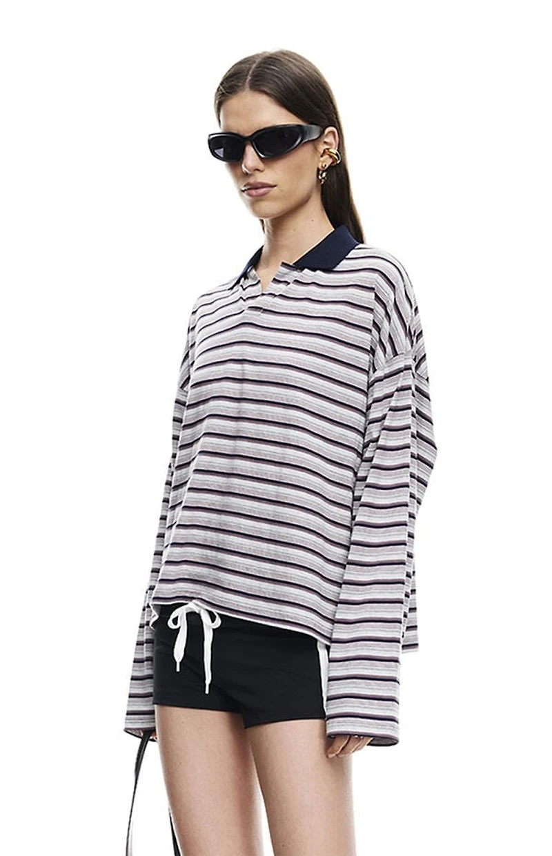 LIONESS Black & Gray Striped Rebels Jersey Long Sleeve Top