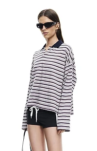 LIONESS Black & Gray Striped Rebels Jersey Long Sleeve Top
