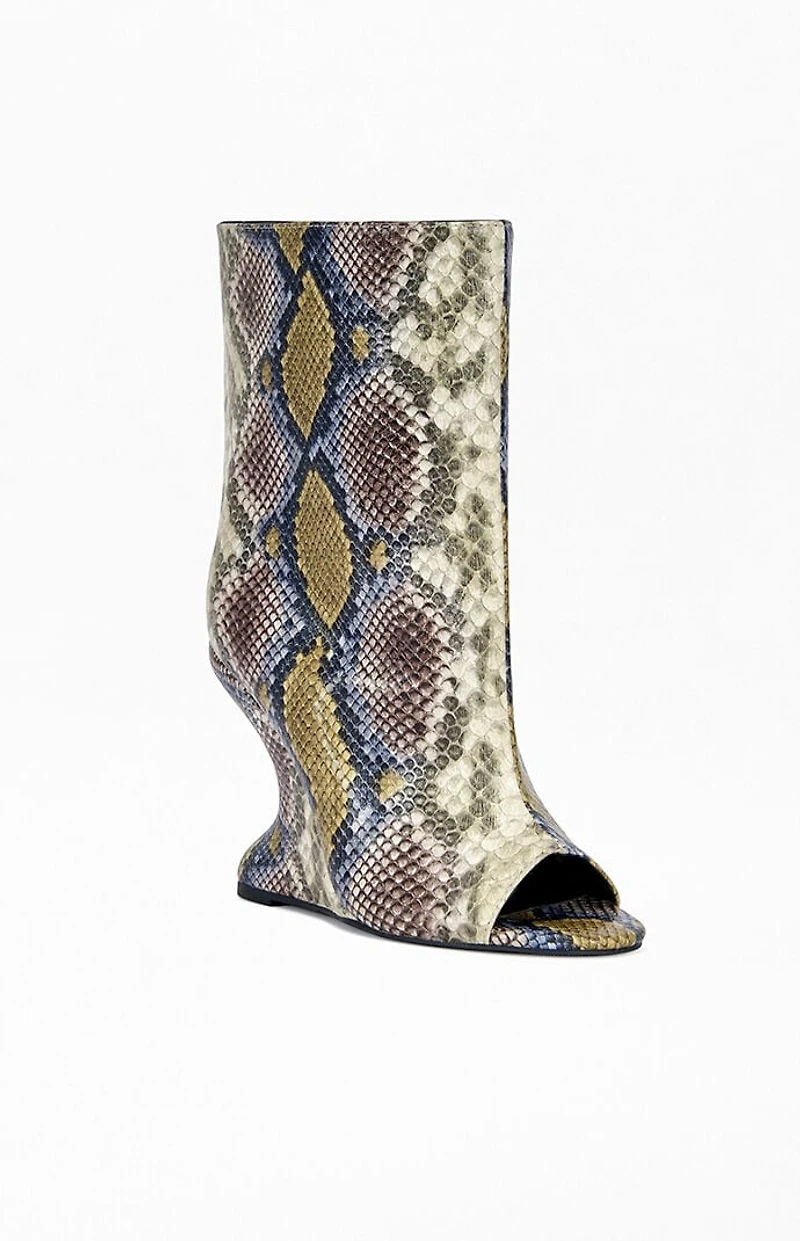 AZALEA WANG Women's Faoi Snake Wedge Booties