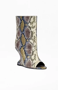 AZALEA WANG Women's Faoi Snake Wedge Booties