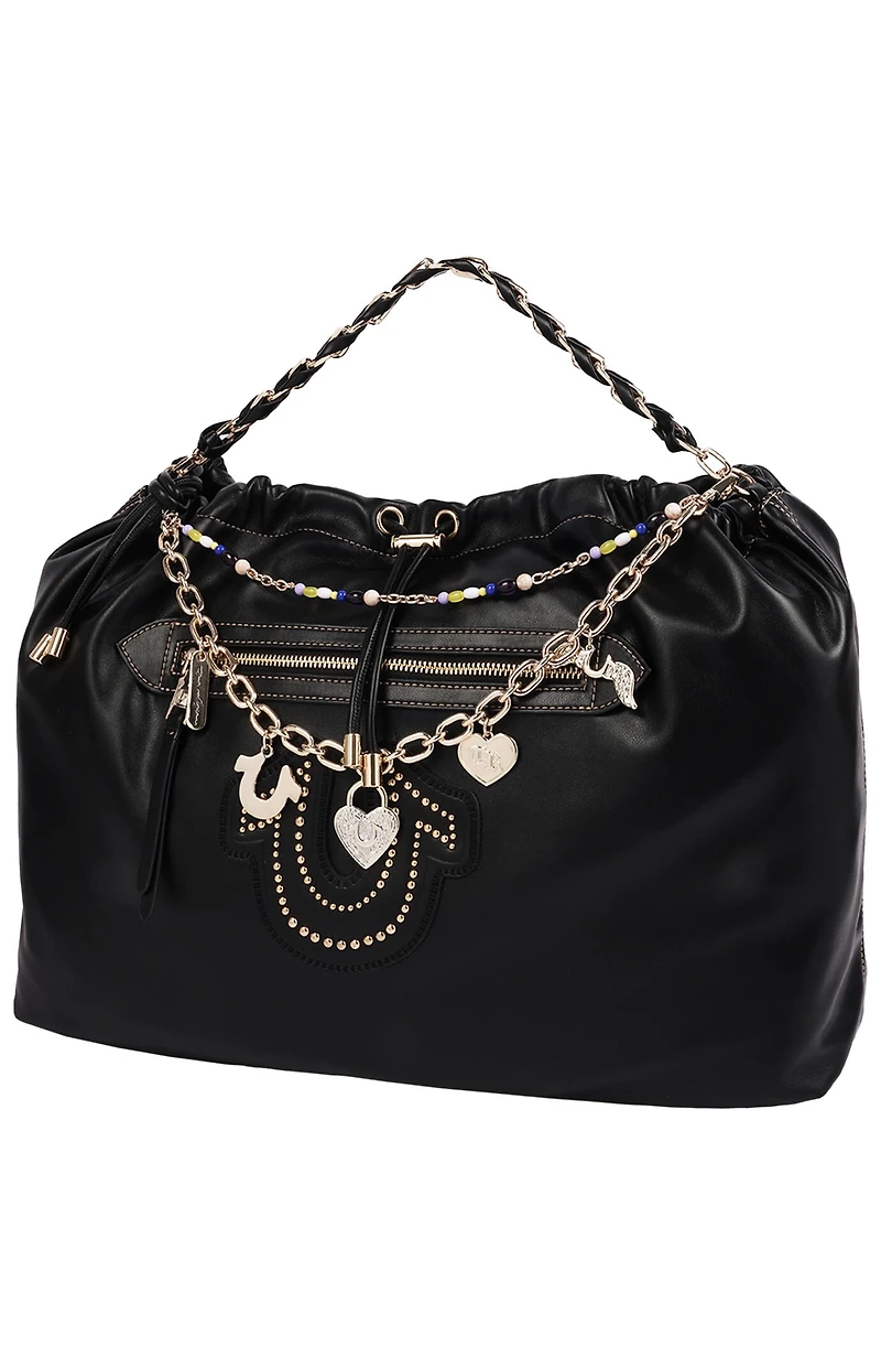 True Religion Black Vintage Chain Soft Hobo Bag