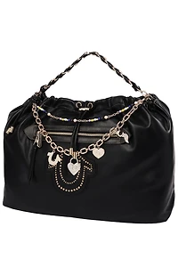 True Religion Black Vintage Chain Soft Hobo Bag