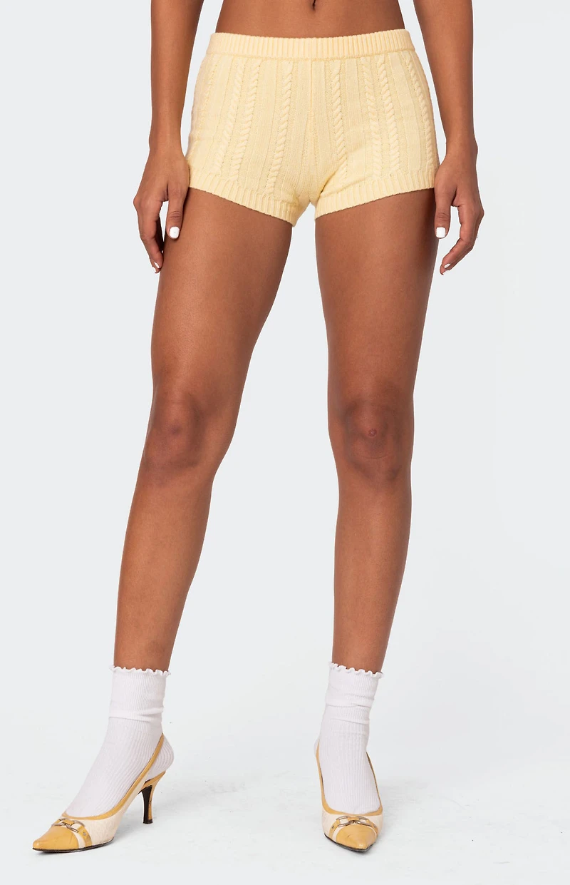 Edikted Raegan Cable Knit Shorts