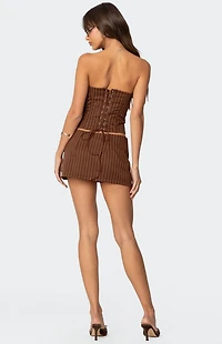 Edikted Jennifer Lace Up Pinstripe Corset