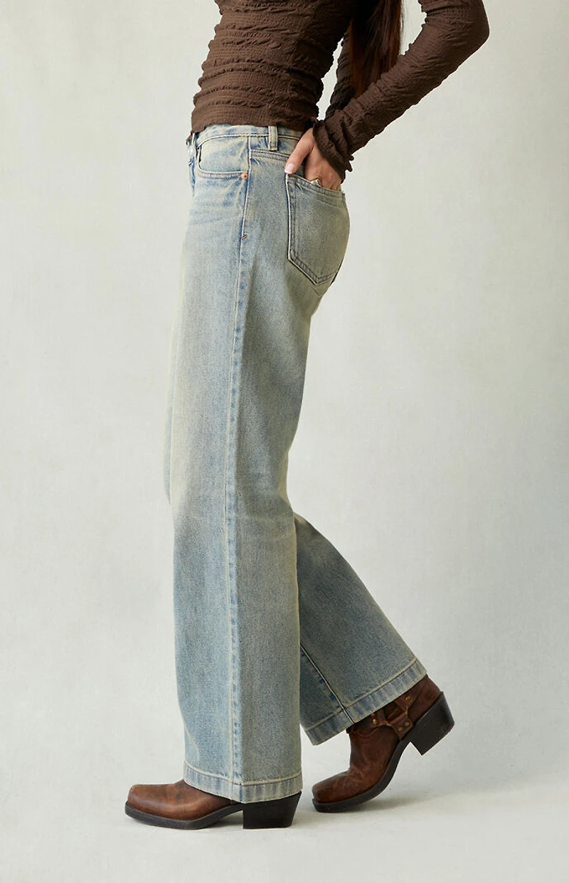 Pacsun Zoe Low Rise Girlfriend Jeans Light Blue Tint