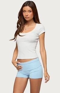 Edikted Nadiah Ribbed Scoop Neck T-Shirt