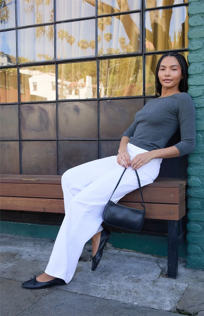 John Galt Gray 3/4 Sleeve Top