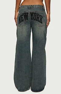 Edikted NYC Studded Low Rise Baggy Jeans