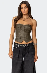 Edikted Maysen Faux Leather Corset