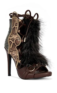 AZALEA WANG Women's Heather Animal Print Stiletto Sandals