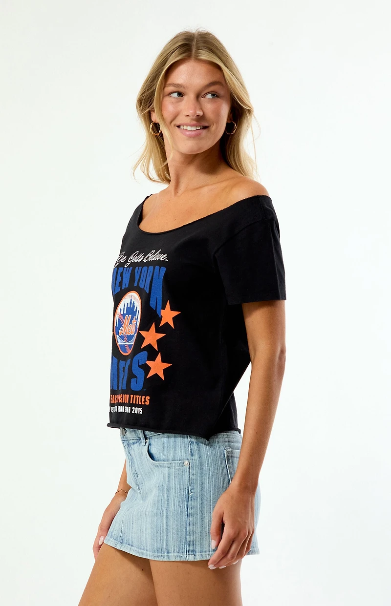 WILD COLLECTIVE x MLB NY Mets Off-The-Shoulder T-Shirt