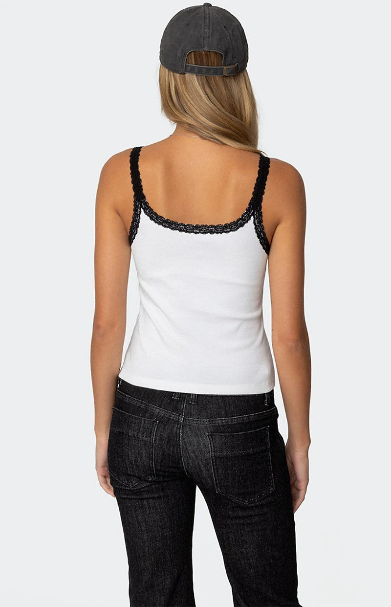 Edikted Jude Lacey Ribbed Tank Top