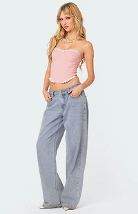 Edikted Tempting Textured Ruffle Hem Corset