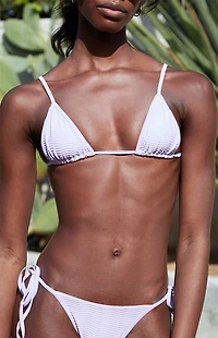 TOAST Purple Ribbed Bind Triangle Bikini Top