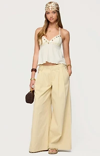 Edikted Textured Iridescent Babydoll Halter Top