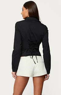 Edikted Amelie Lace Up Button Shirt