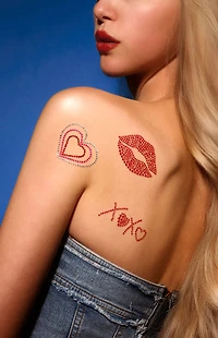 NEVER HAVE I EVER XOXO Kisses Rhinestone Temporary Tattoo Set