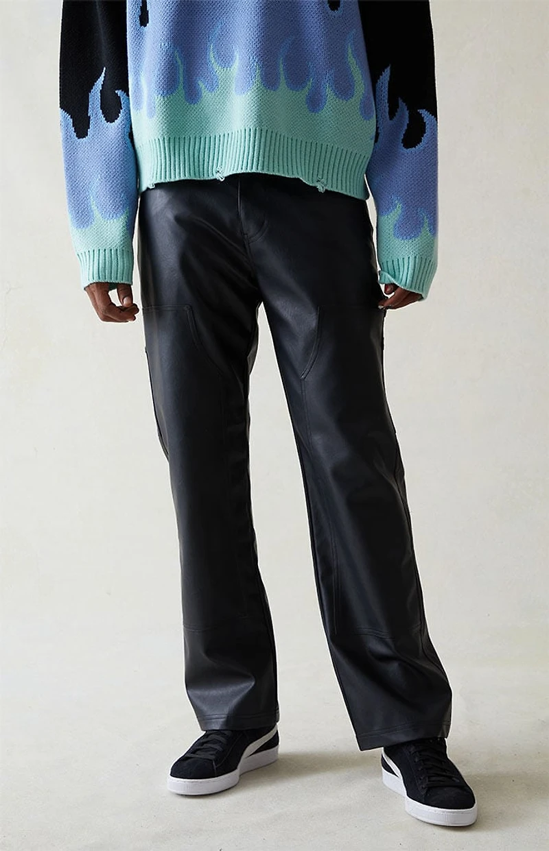 Pacsun Straight Carpenter Faux Leather Pants