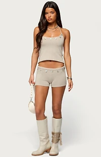 Edikted Nicca Iridescent Knit Halter Top