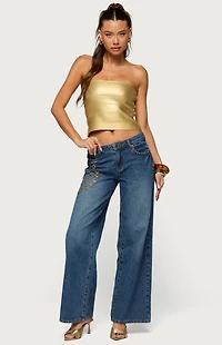 Edikted Monika Stud and Grommet Low Rise Baggy Jeans
