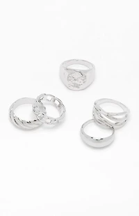 LA Hearts 5 Pack Textured Chunky Rings