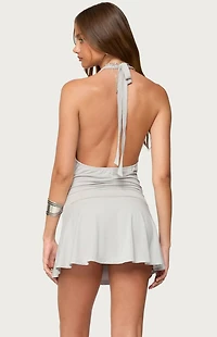 Edikted Grommet Cowl Neck Halter Mini Dress