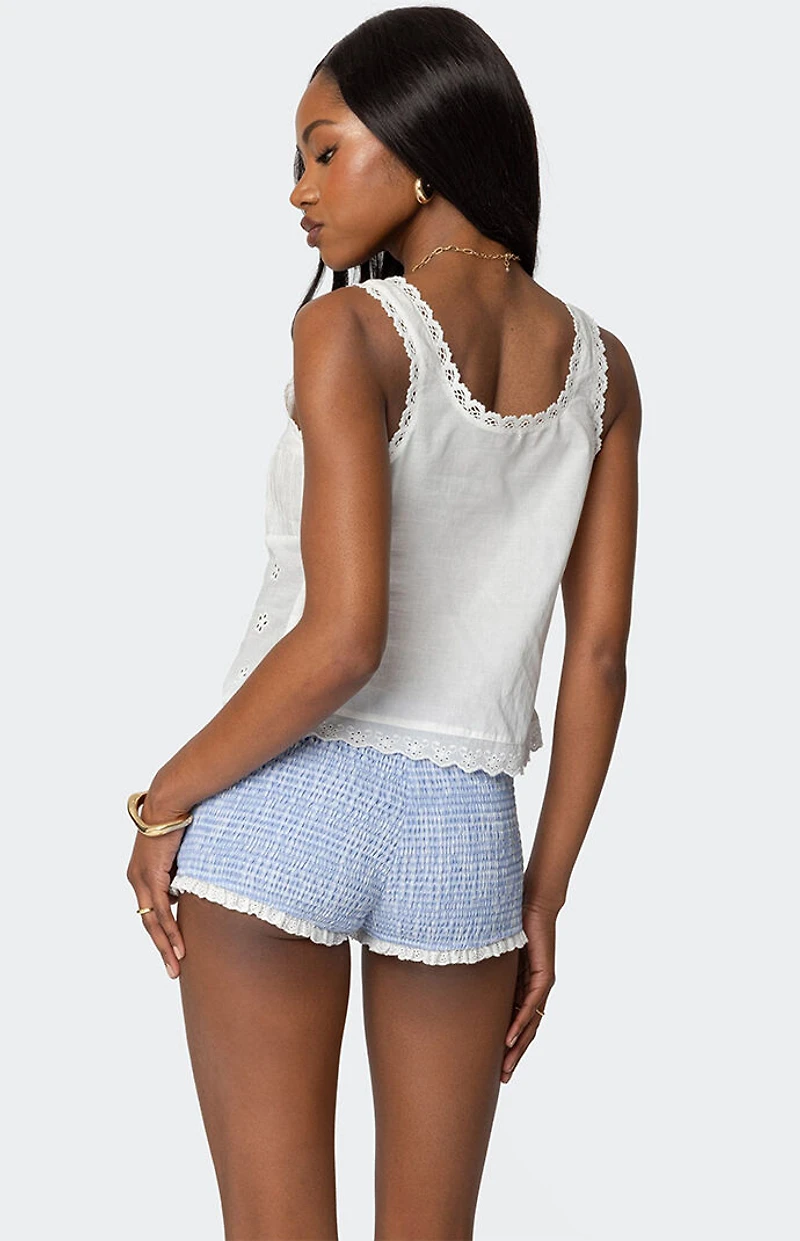 Edikted Fiore Eyelet Tie Front Top