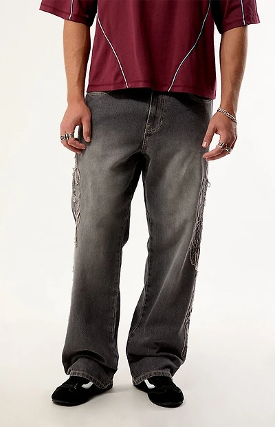 Pacsun Dylan Baggy Jeans Cyber Applique Gray