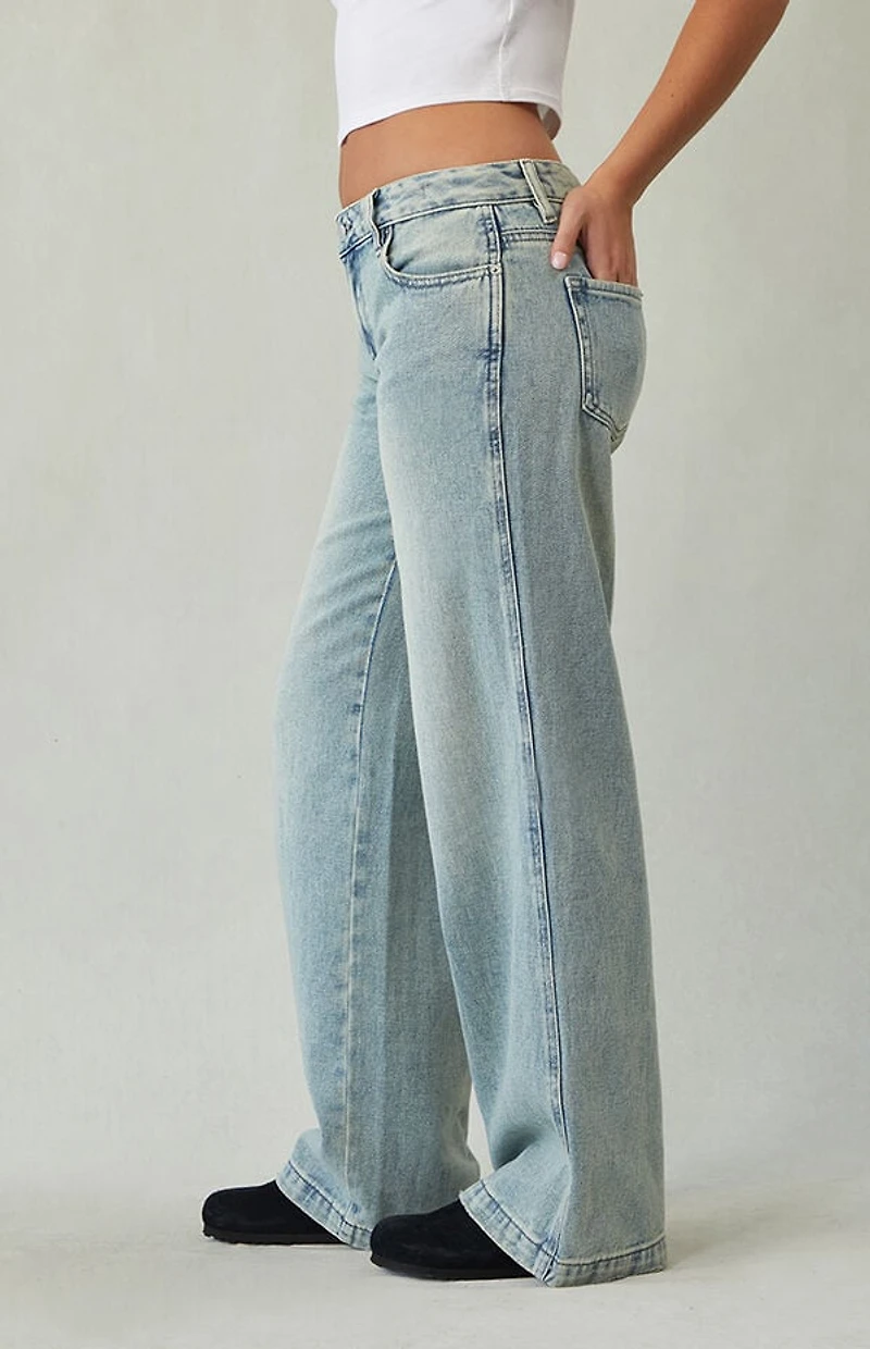 Pacsun Casey Low Rise Baggy Jeans Medium Indigo Wash Tint