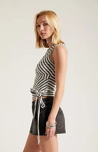 Third Charm Zoe Striped Tie Front Tank Top