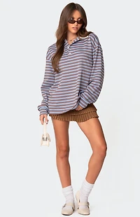 Edikted Stripey Oversized Collared Shirt