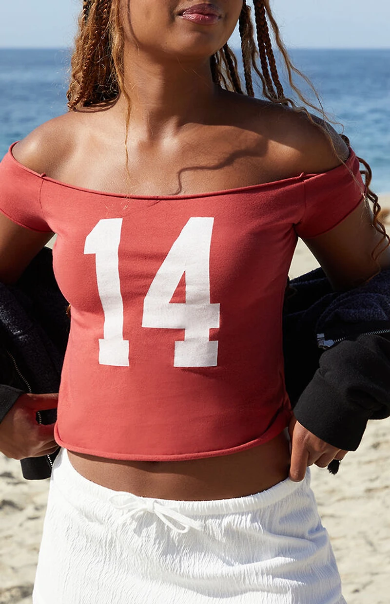 John Galt 14 Bonnie Off-The-Shoulder Crop Top